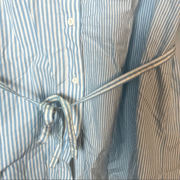 French Connection Seranna Stripe Tie Waist Button Up Shirt Size M - Picture 6 of 12